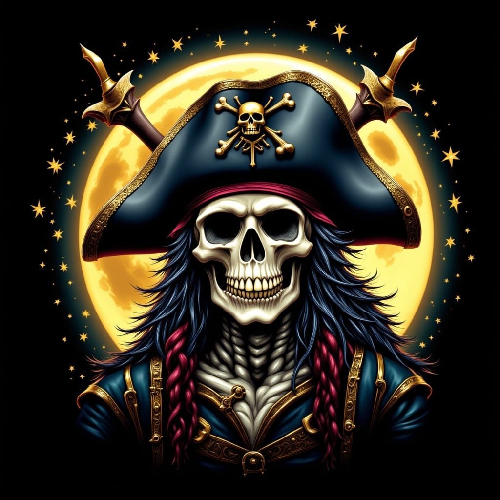 Mystical Pirate Skull Celestial Art