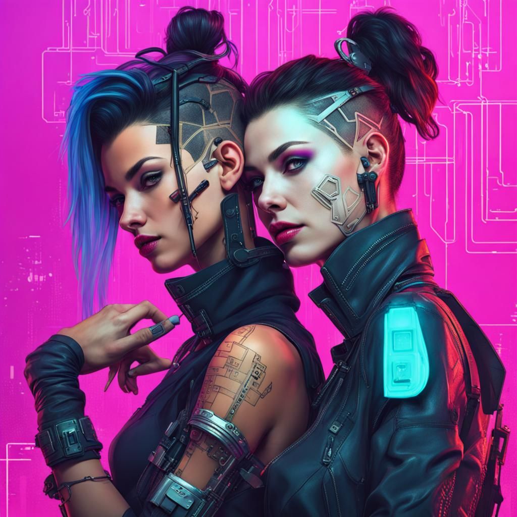 Cyberpunk Lovers Face to Face