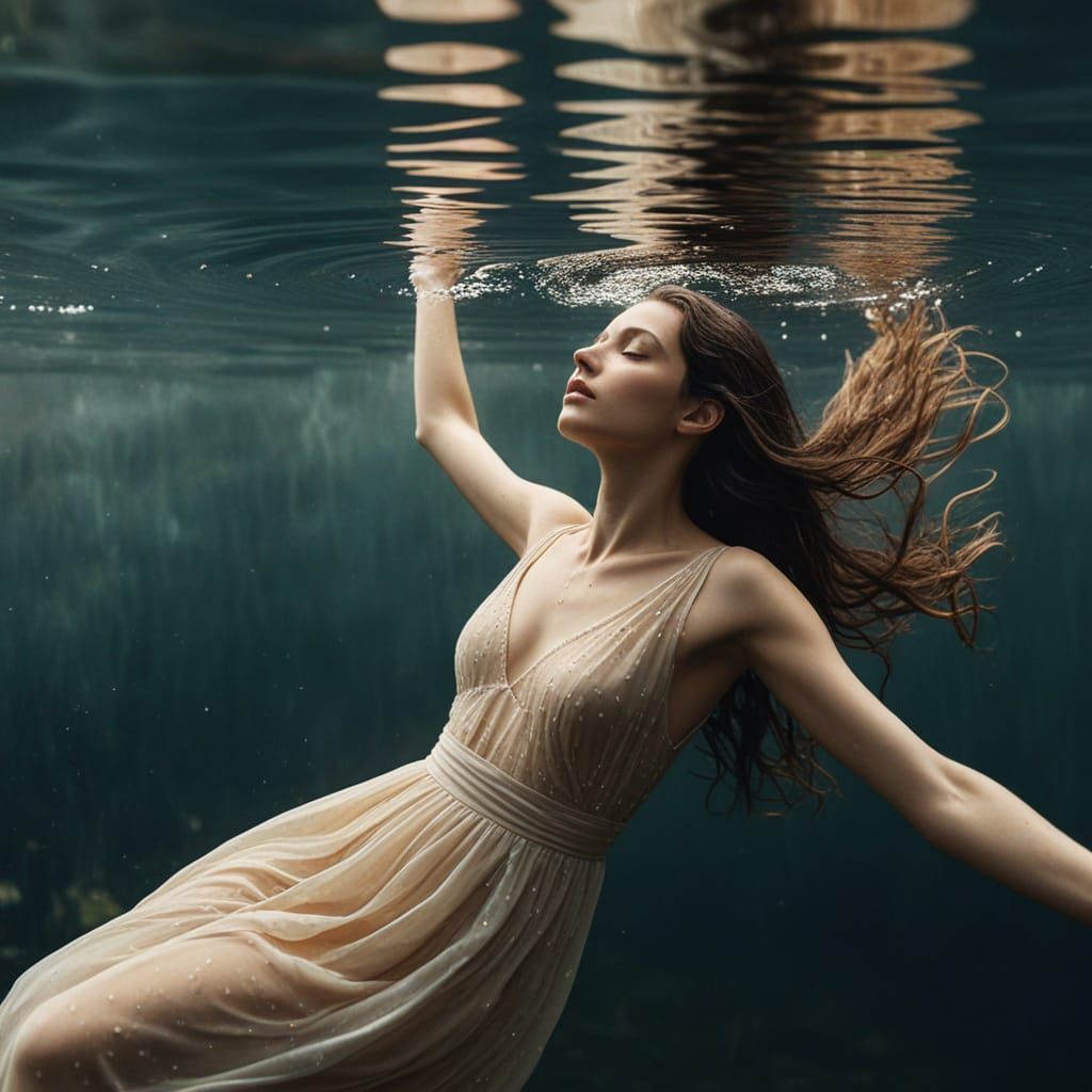 Ethereal Woman in Soft Focus Water Scene