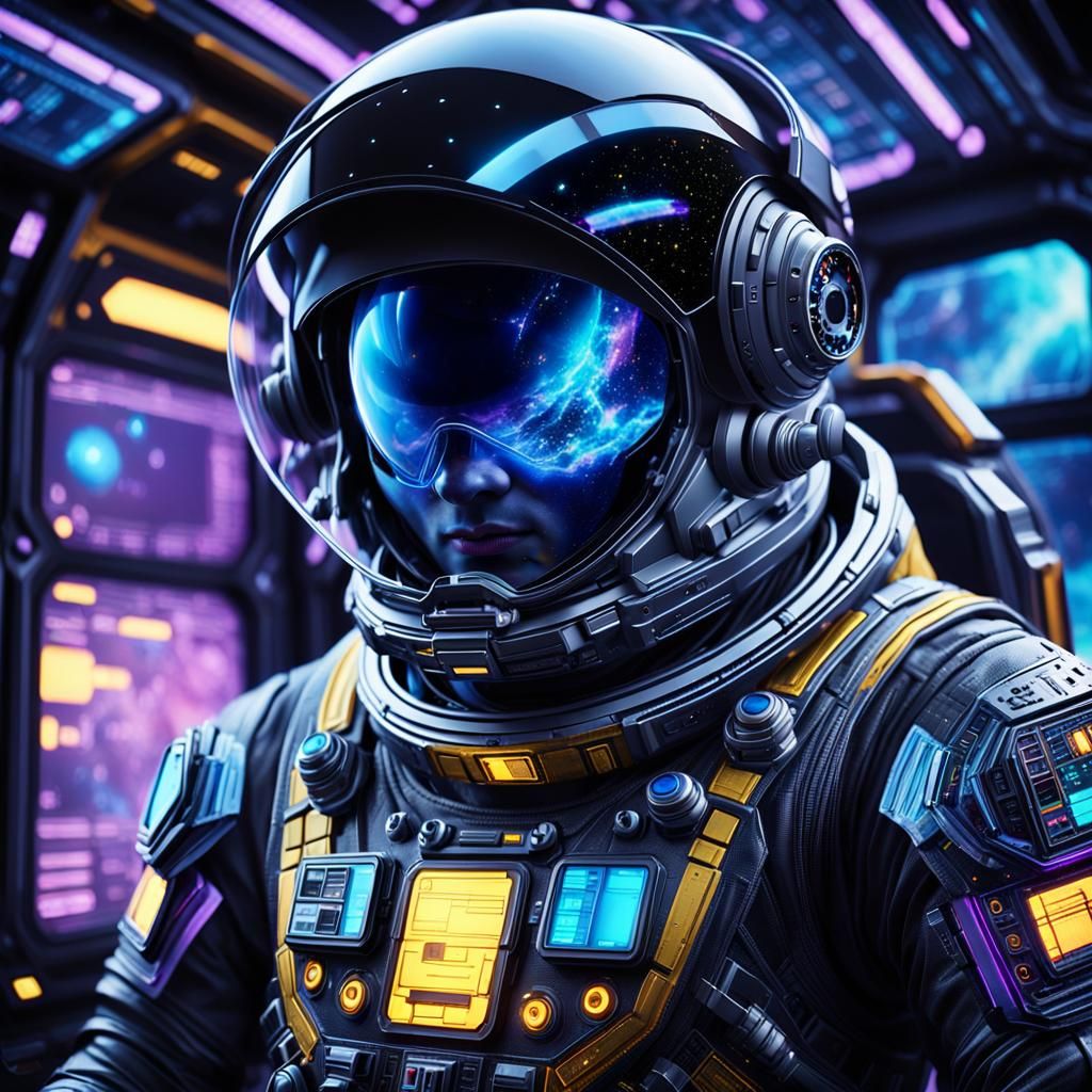 Astronaut Diagnostics on Spaceship Control Panel