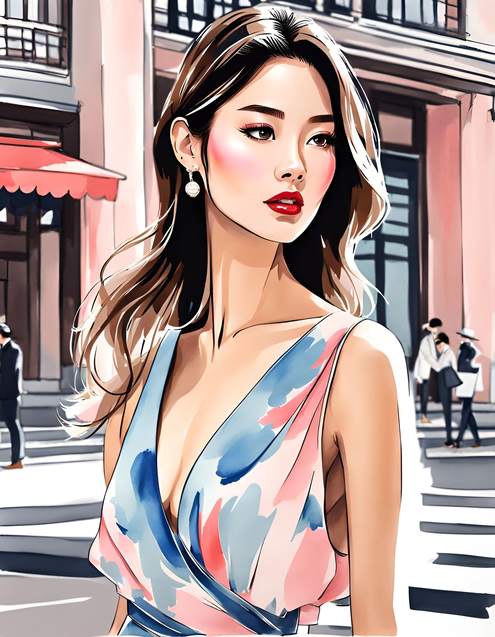 Beautiful Girl, Fashion Illustration, Watercolour Painting