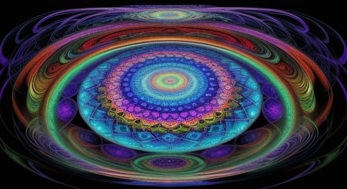 Kaleidoscopic Garden of Time in Psychedelic Style