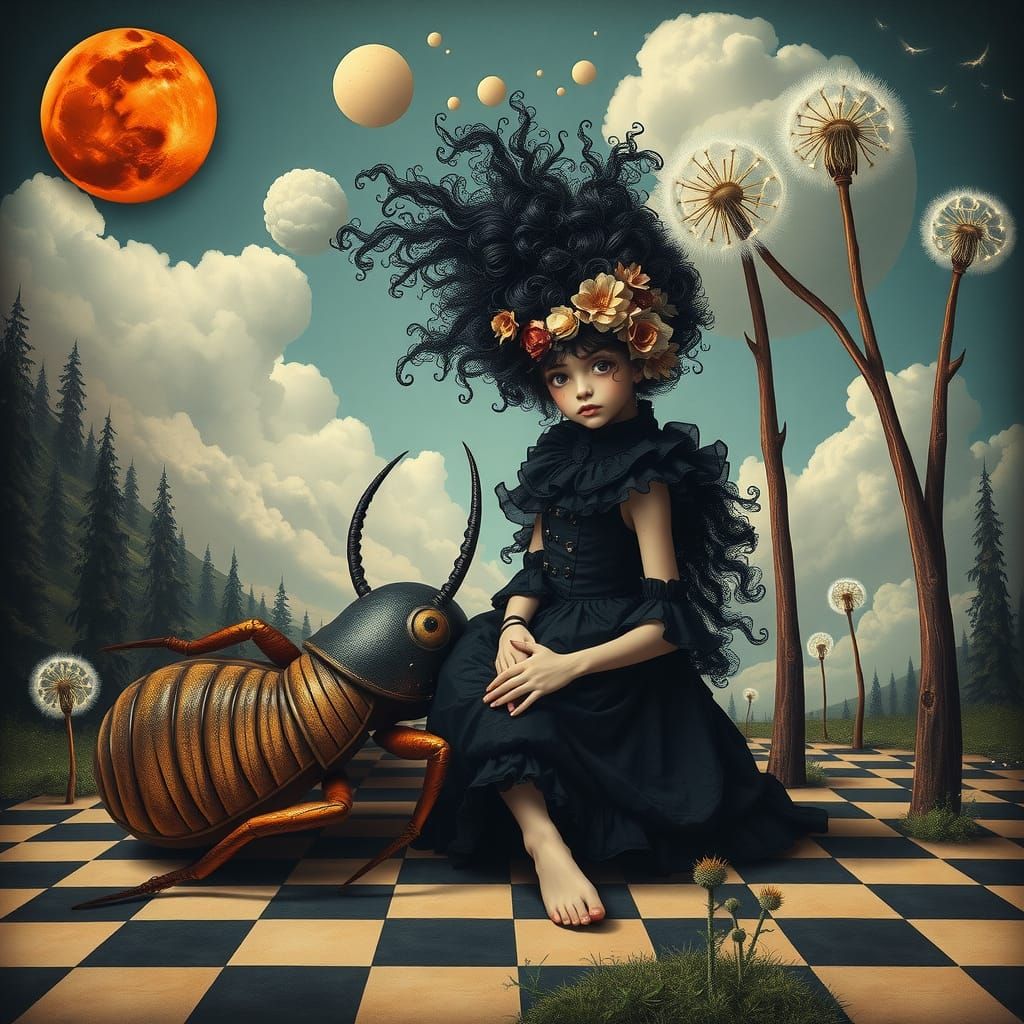 Beatrice and her pet cockroach 🪳