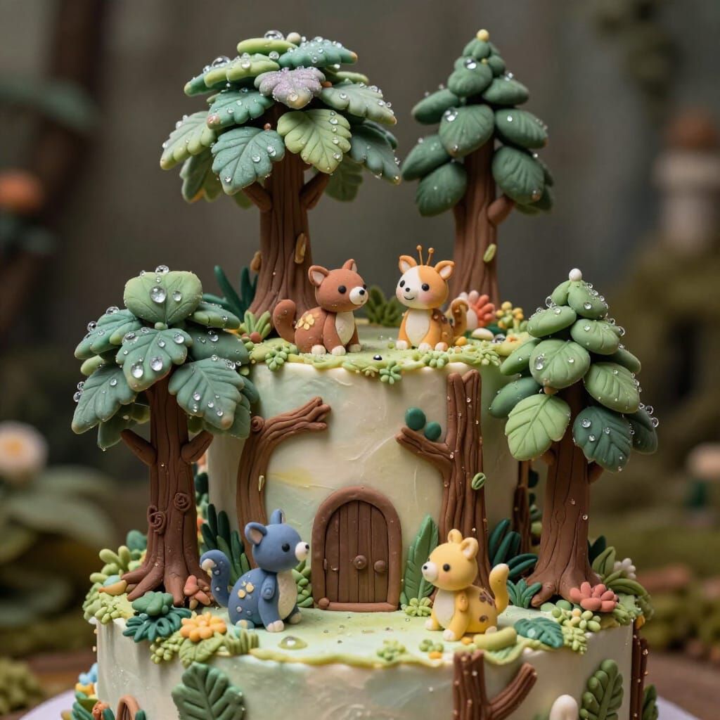 Enchanted Forest Cake: Whimsical Woodland & Sugar Details