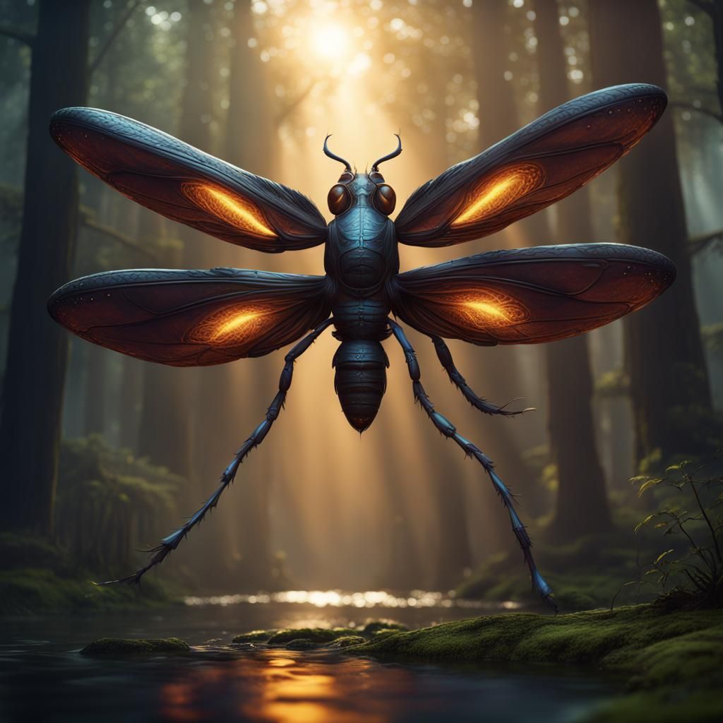 Giant Firefly in Detailed Matte Painting