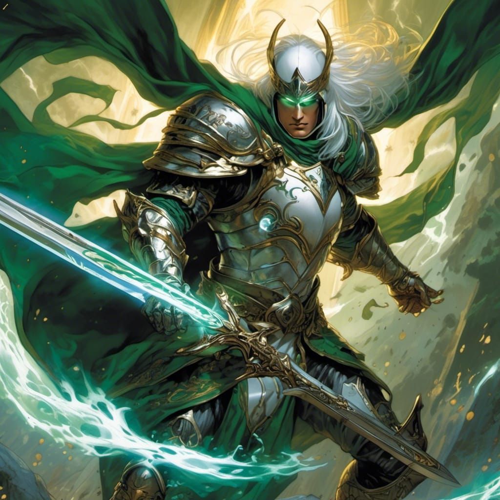 Dynamic Paladin Battlemage in Comic Book Style