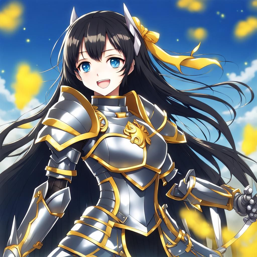 Anime Girl Knight in Manga Style