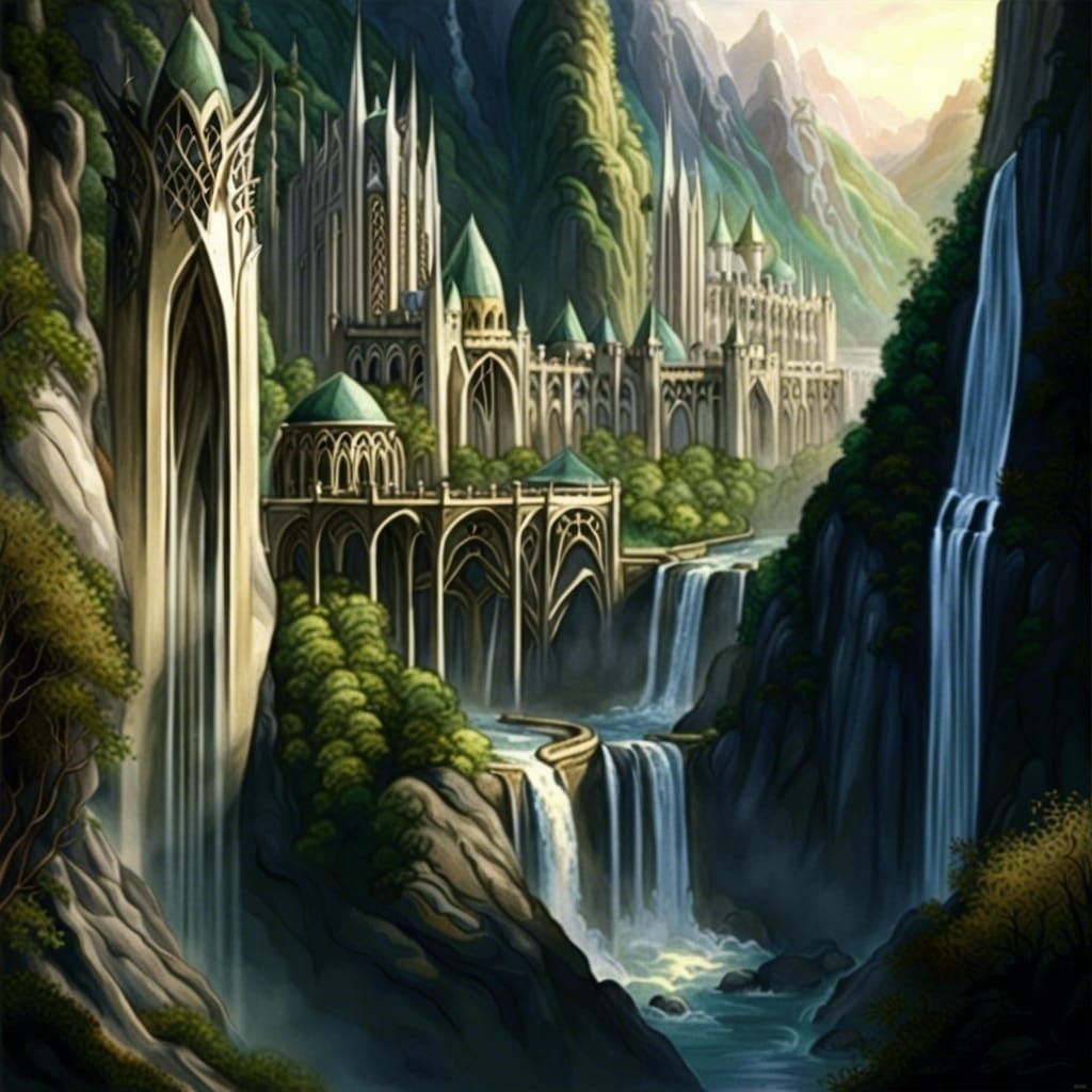 Rivendell: A Fantasy Elven City with Waterfalls