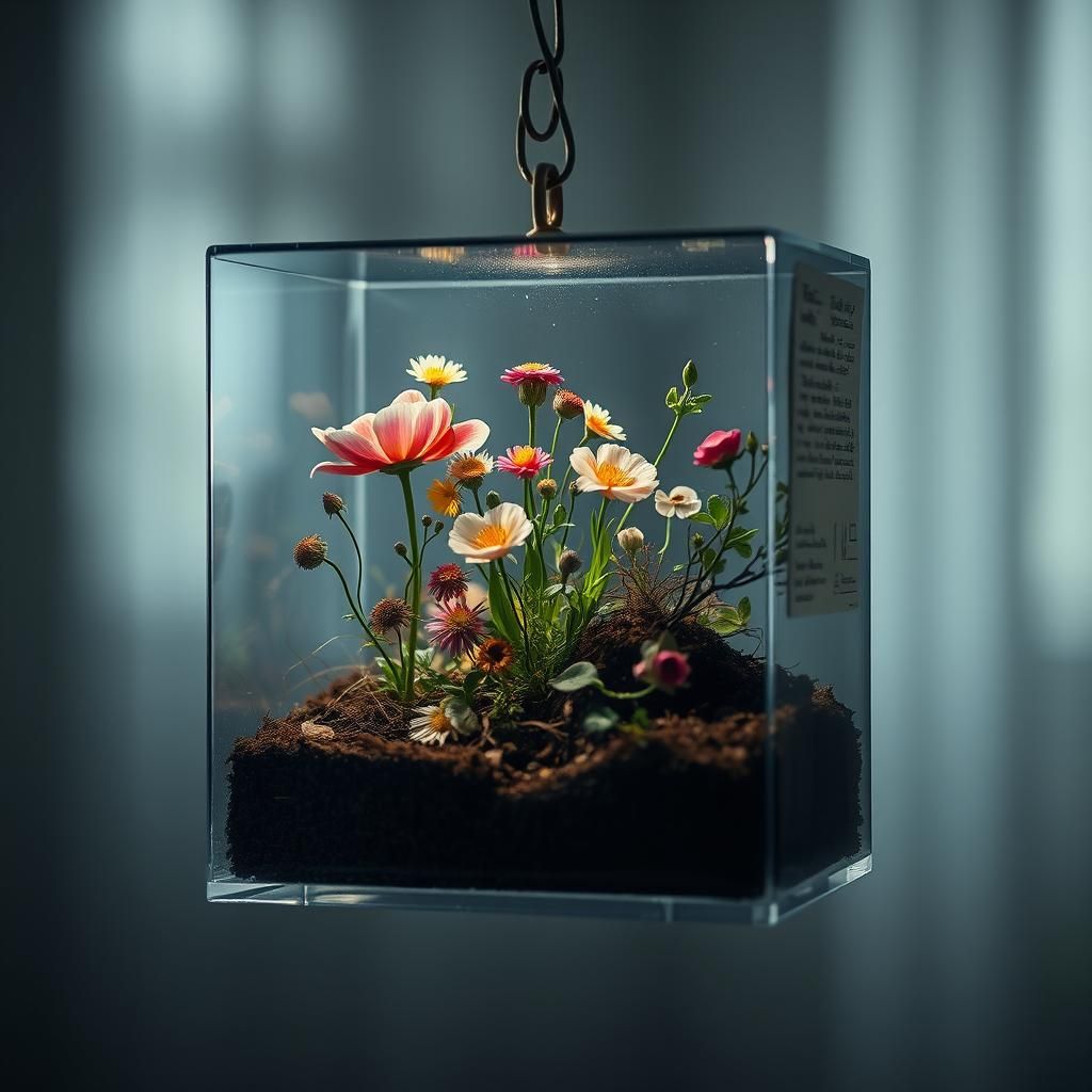 Glass Box Diorama of Life's Contrasts