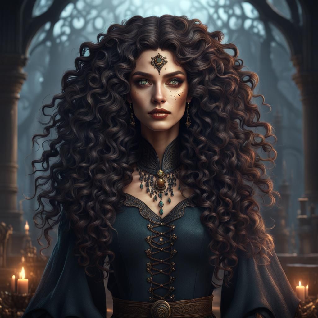 Young Witch Portrait in Detailed Fantasy Art