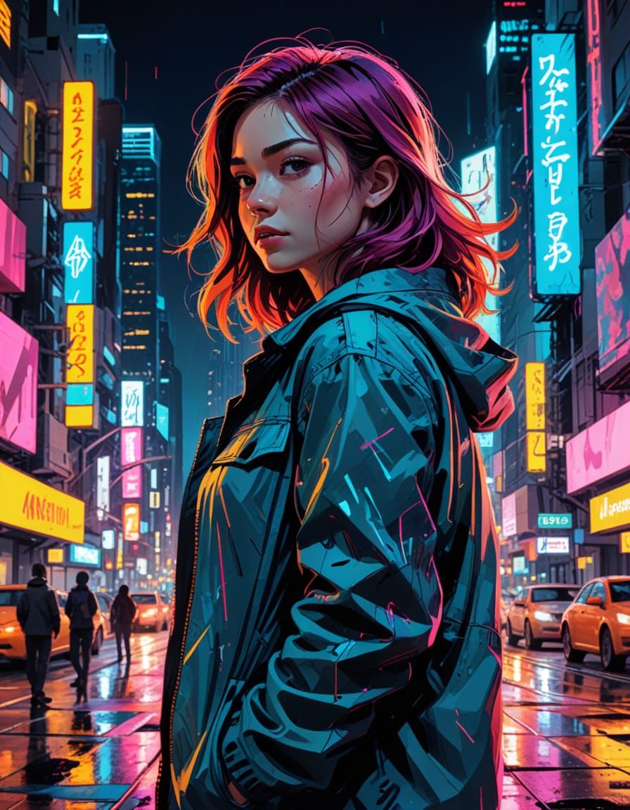 Alayna in Vibrant Abstract Comic Book Style