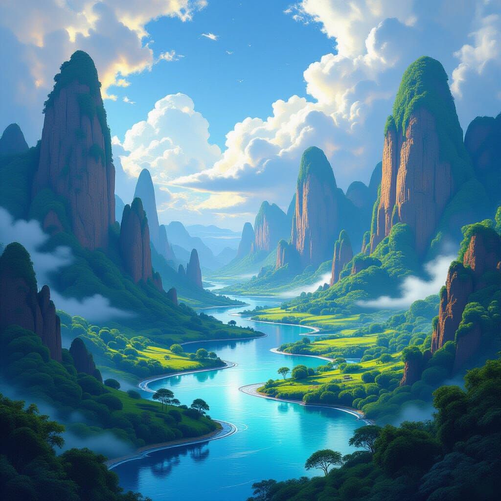 Mystical Realm: Futuristic Organic Landscapes