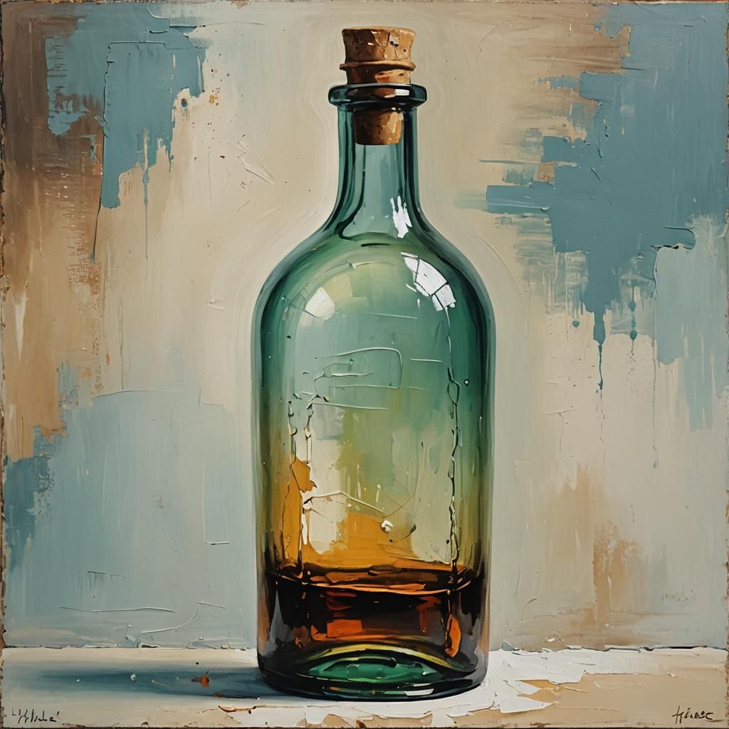 Abstract Oil Painting of Rounded Bottle