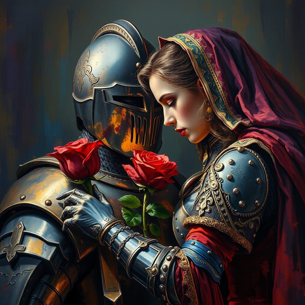 Knight Accepts Rose in a Golden Age