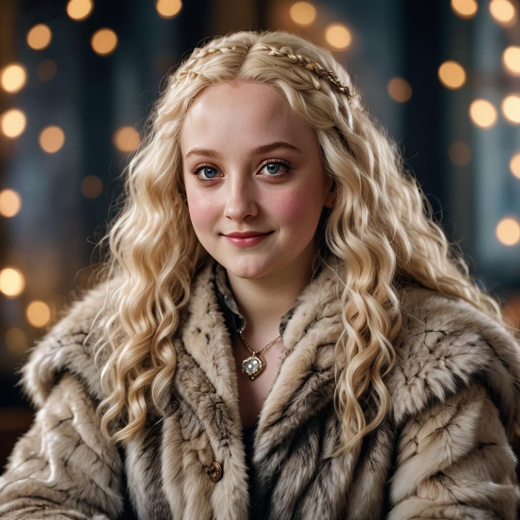 Luna Lovegood Portrait in Fur Dress, Studio Lighting