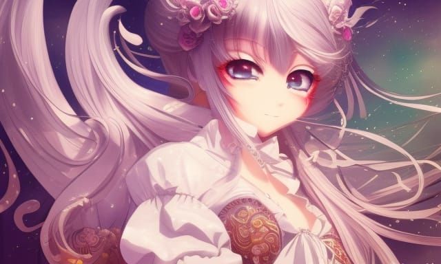 Mystical Anime Scene with Stars and Sparkles