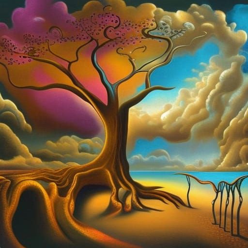 Pink Tree of Life Galaxy: Surreal Digital Painting