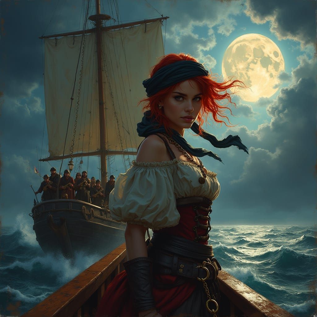 Cinematic Pirate Captain in Baroque Oil Painting Style