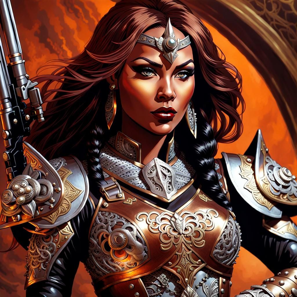 Steampunk Klingon Huntress Portrait in Sci-Fi Style
