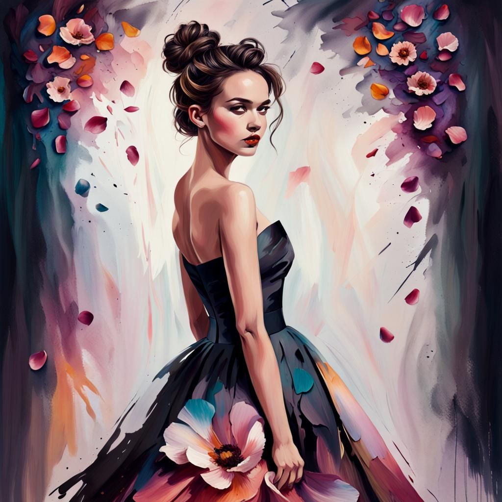 Elegant Woman in Strapless Dress: Artistic Portrait