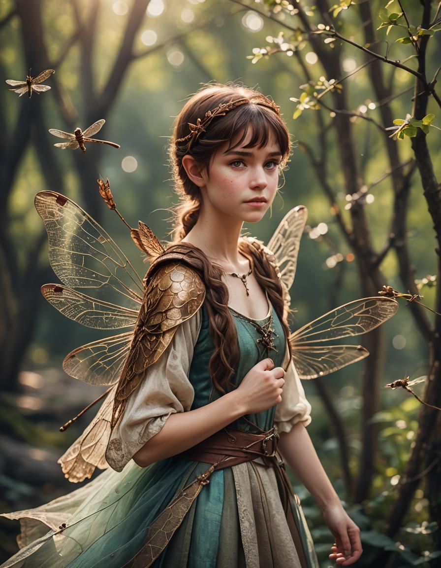 Medieval Pixie with Dragonfly Wings: Professional Photo