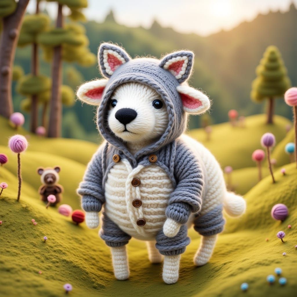 Sheep in Wolf Costume, Playful Meadow Scene