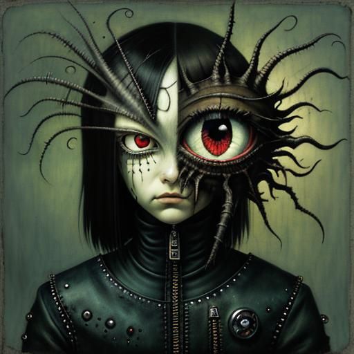 Surreal Zippered Eyeball Creature in Gammell Style