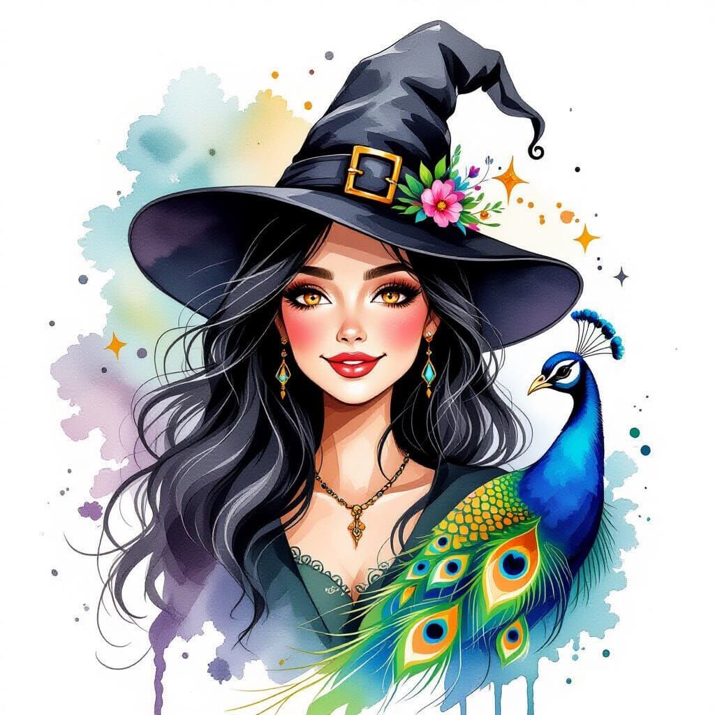 Spring Witch Creating Fashion Magic with Peacock in Alcohol ...