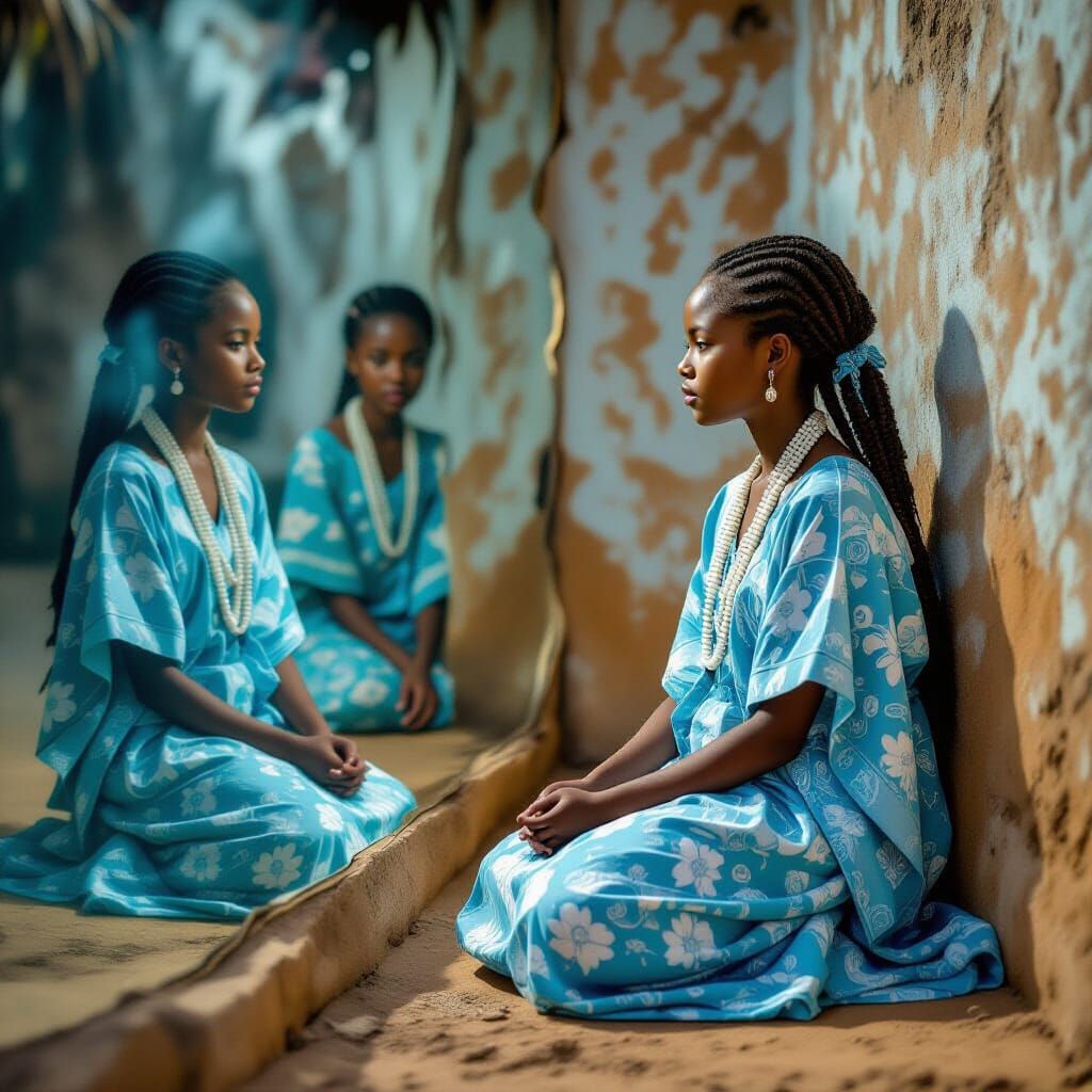 Mystical Reflection: Girl and Ancestral Spirit in Dreamy Por...