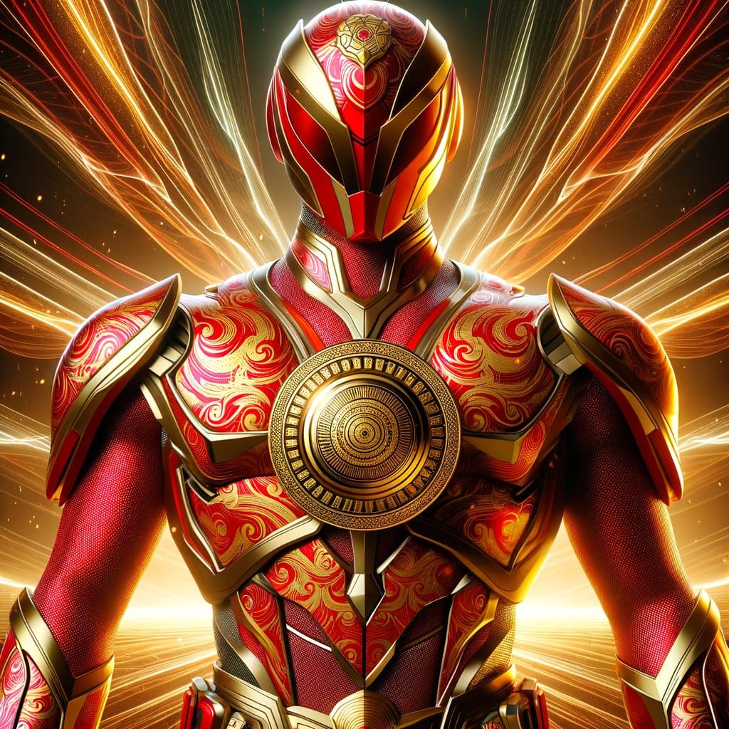 Indonesian Tokusatsu Warrior in Red and Gold Armor