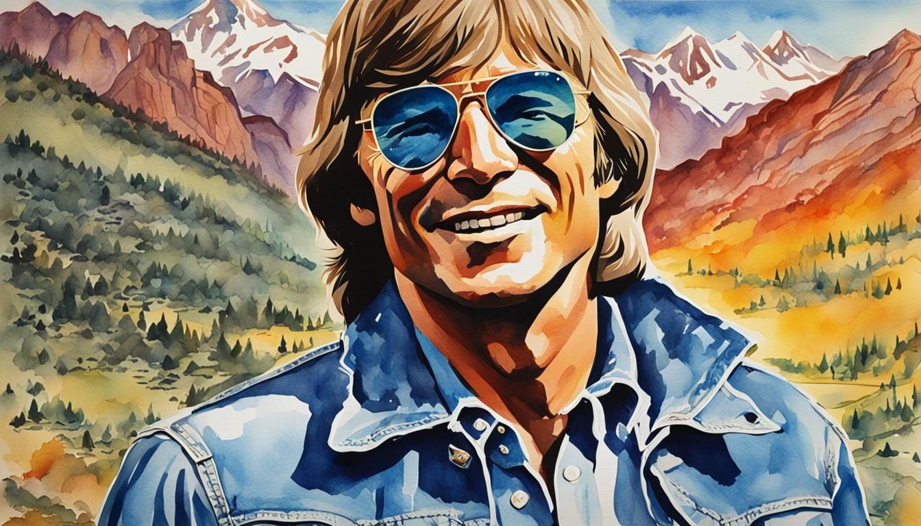 John Denver Pop Art Watercolor Portrait