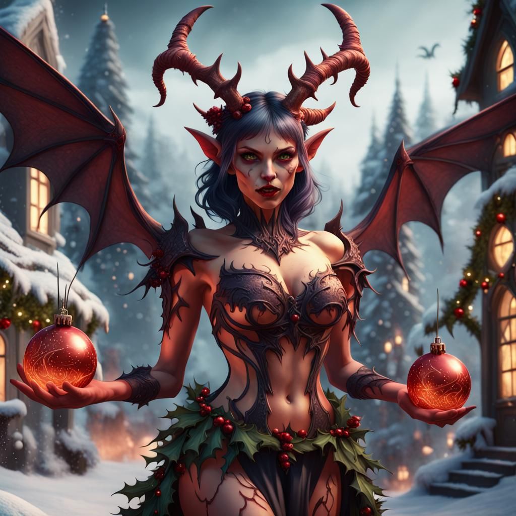 Demonic Christmas Fae: Detailed Fantasy Art
