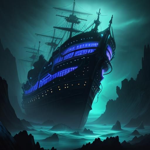 Bioluminescent Barnacle: Digital Art in Dark Ocean