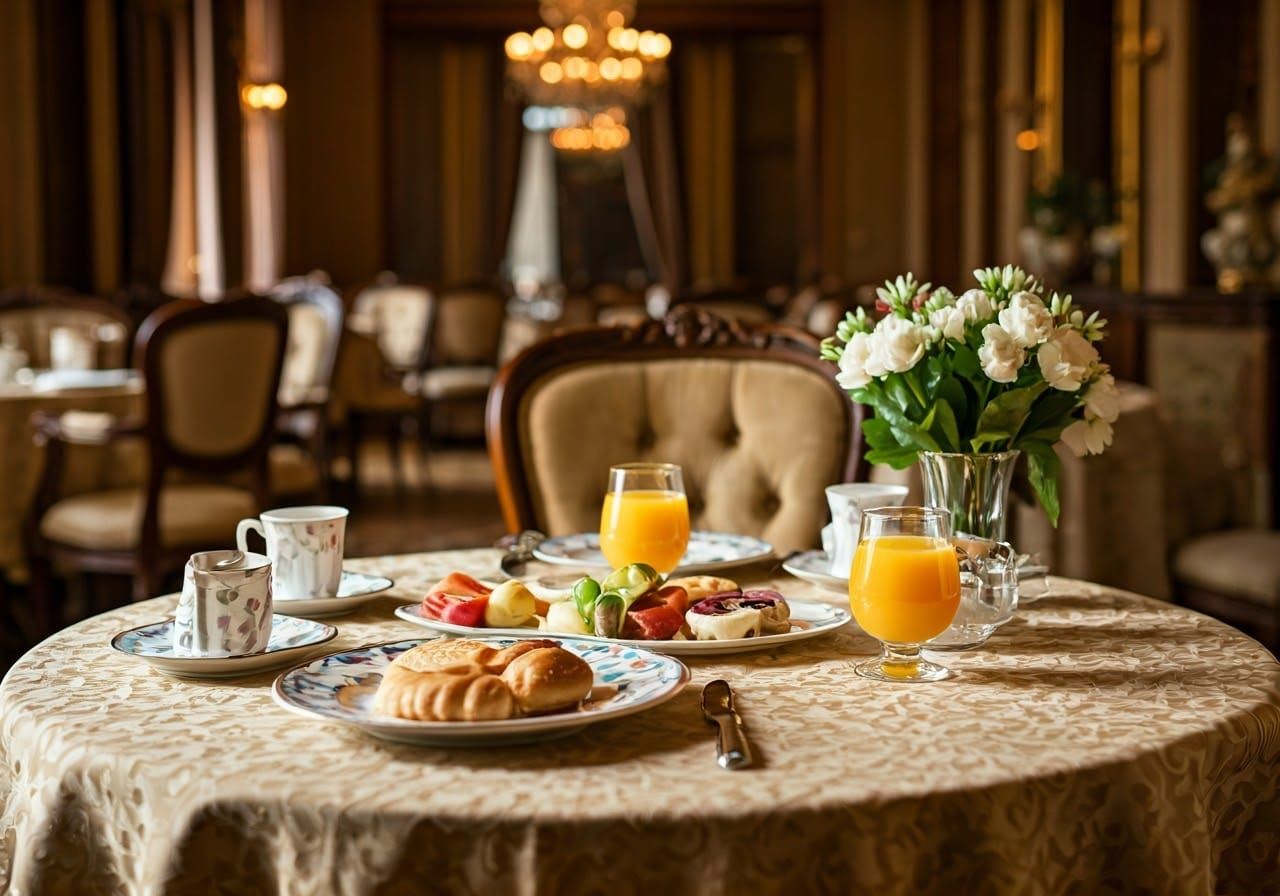 Elegant Breakfast Still Life in Luxurious Restaurant