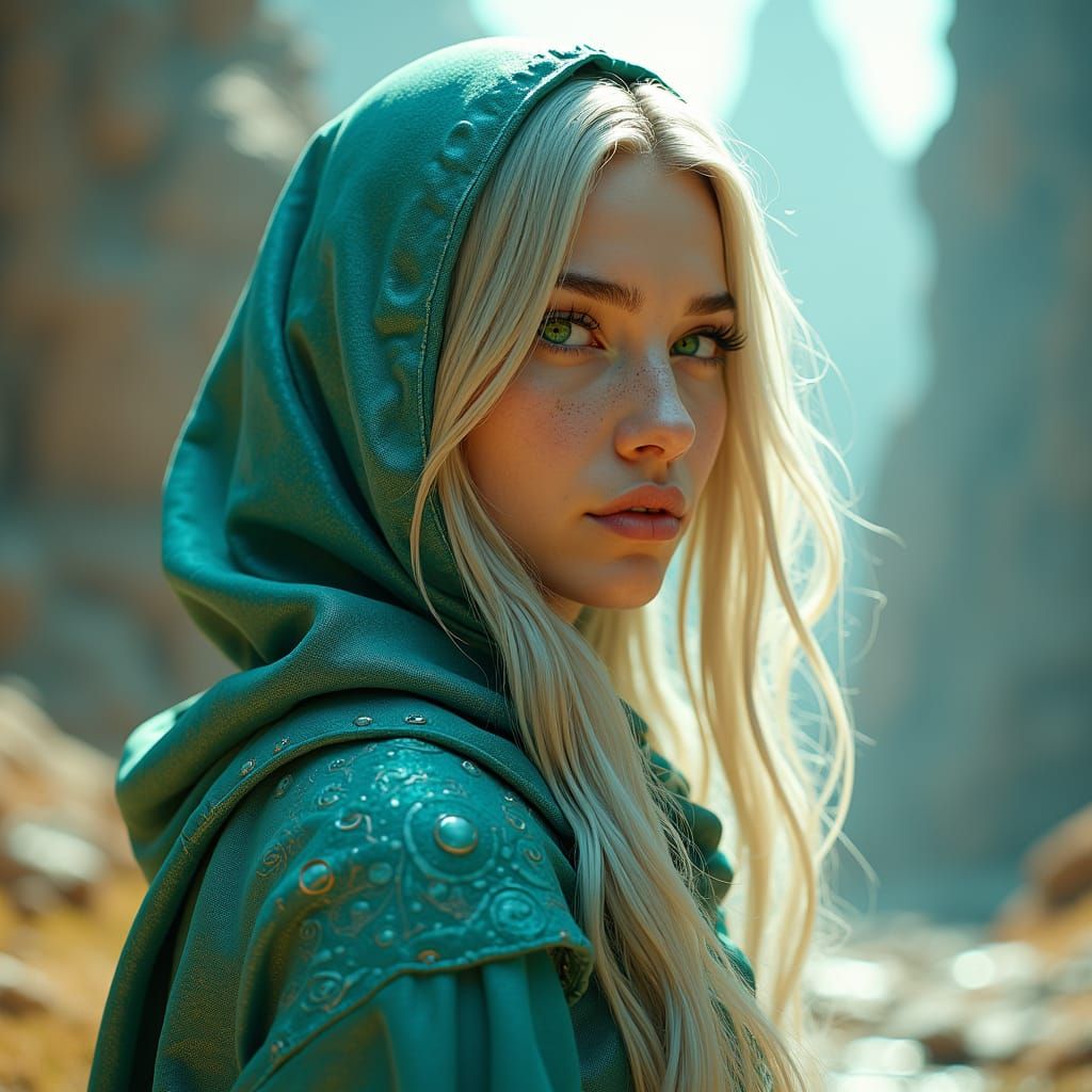 Beautiful Alien Woman Portrait in Futuristic Style