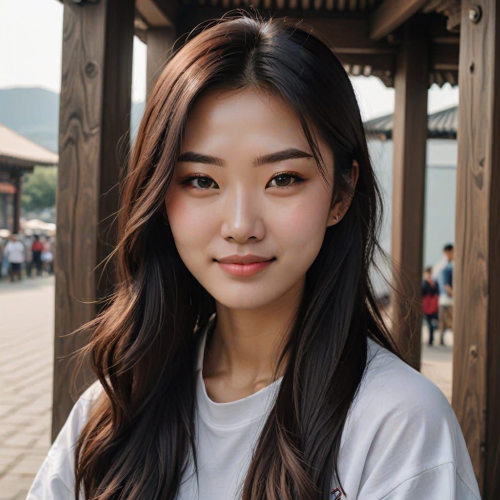 Mongolian K-Pop Inspired Girl with Soft Smile