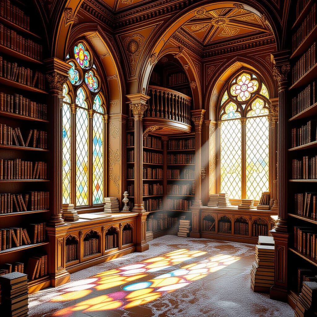 Whimsical Gingerbread Library with Wafer Books