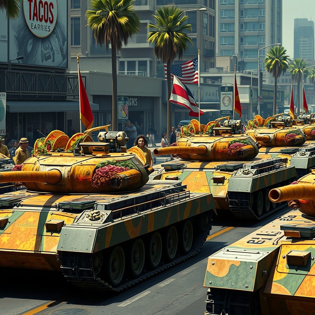 Taco Tank Parade: Photorealistic Military Art