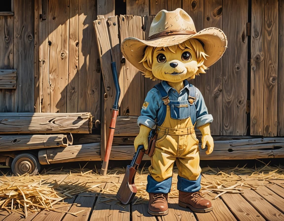 Chibi Old Yeller Guarding a Barn