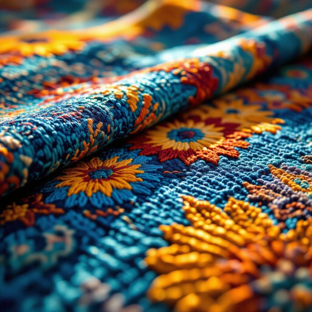 Vibrant Textile Art Close-Up with Rich Colors