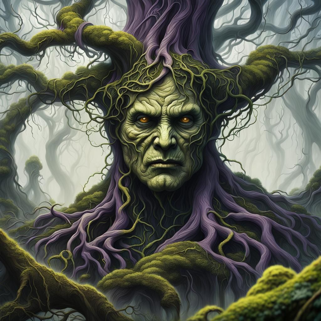 Dark Fantasy Forest of Distorted Faces