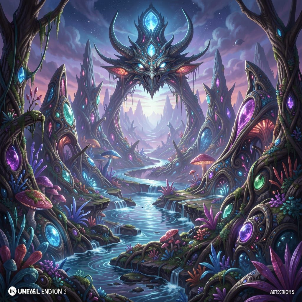 Fantastical Alien Landscape in Matte Painting Style