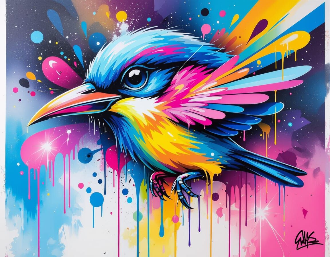 Vibrant Graffiti Art with Melting Colors and High Contrast