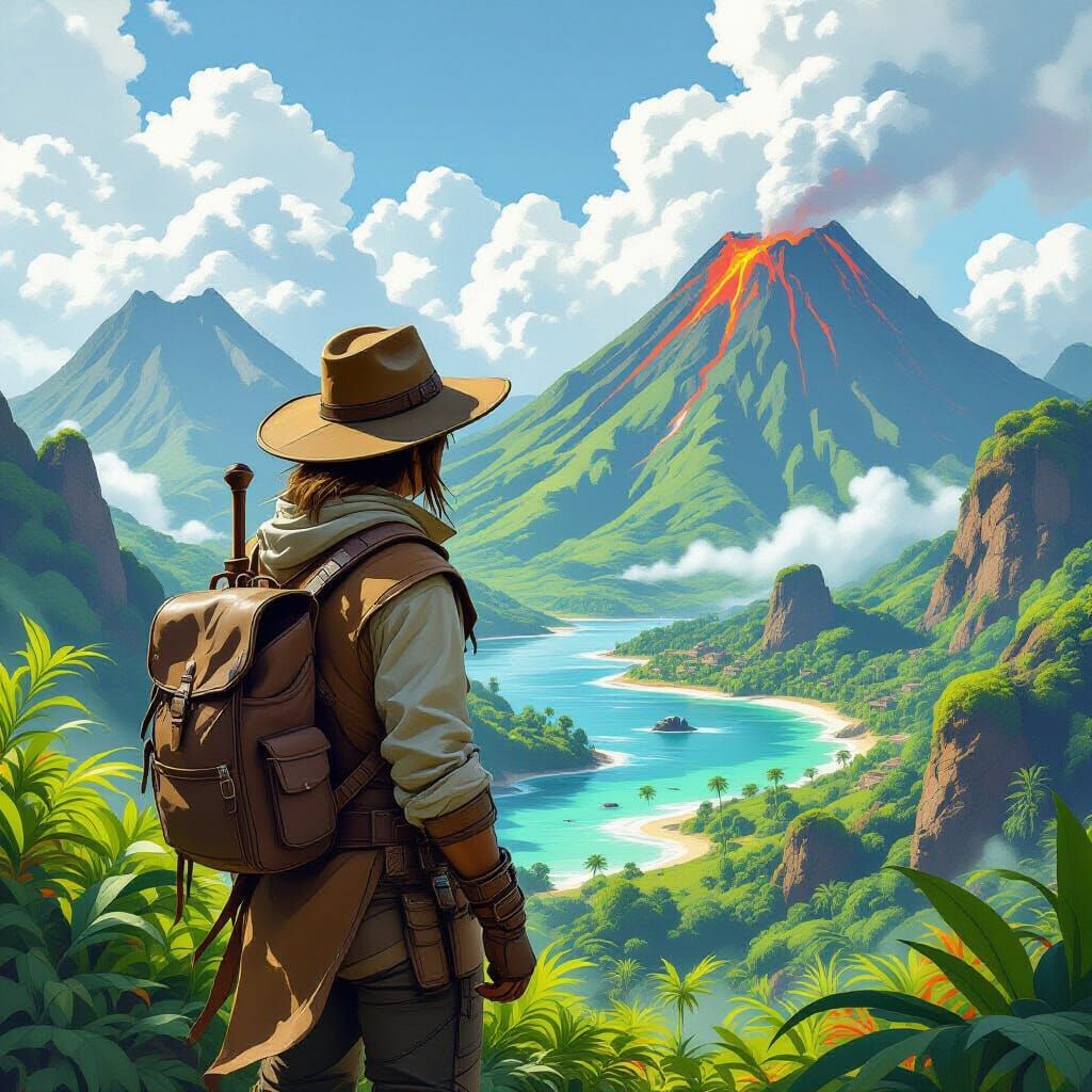 Prehistoric Island Adventure as Digital Painting