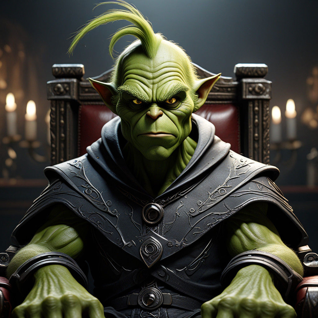 The Grinch's Sinister Smile in Dark Fantasy Art