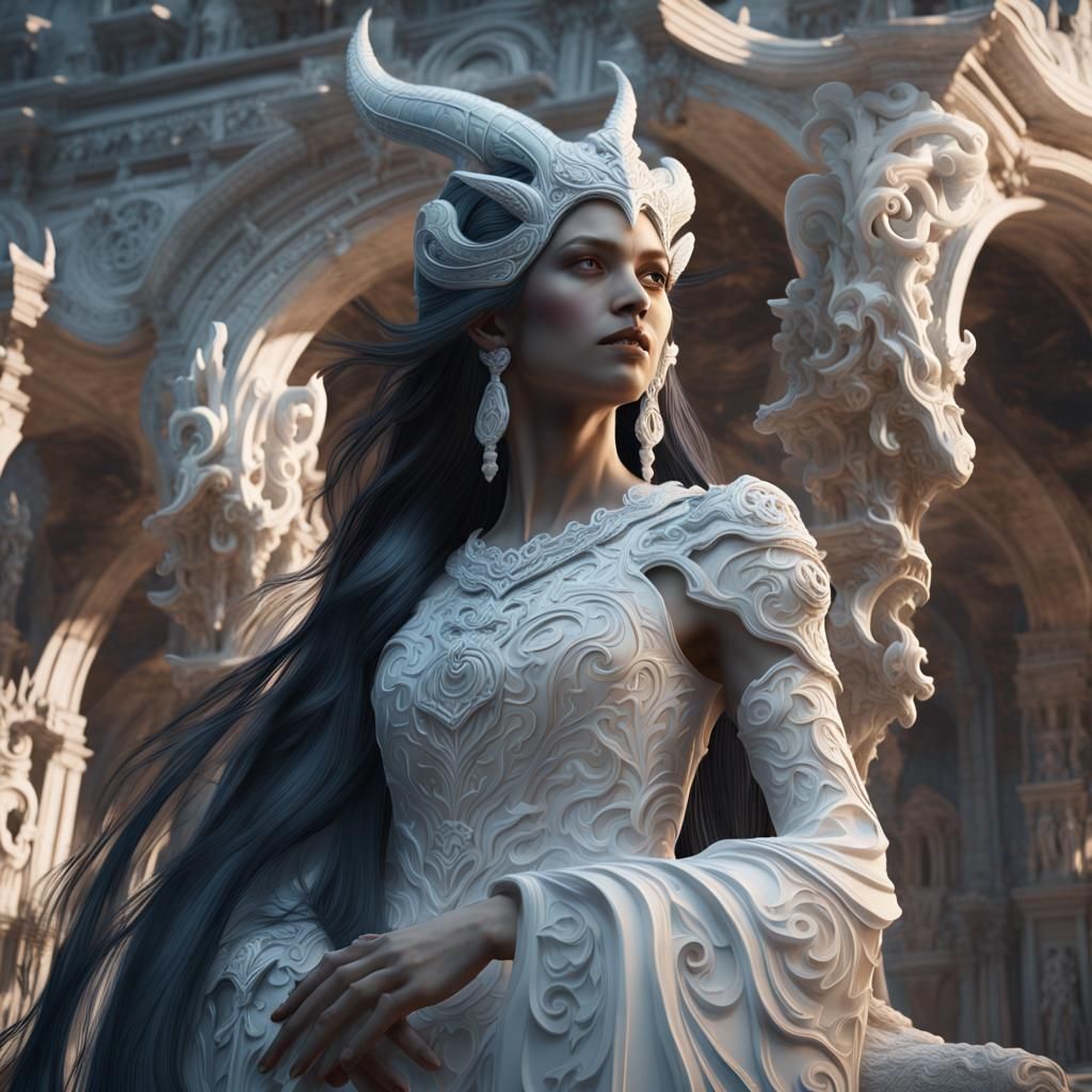 Ancient Goddess Demon Sculpture in 3D