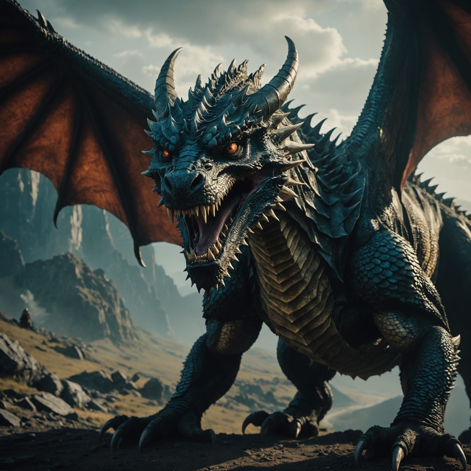 Dramatic Dragon in Cinematic Film Still