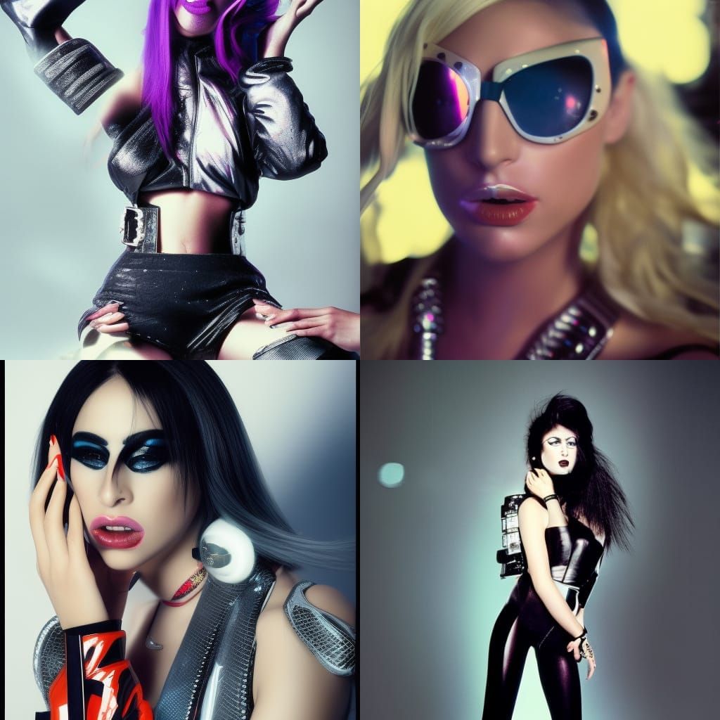 Lady Gaga in Cyberpunk 80s Fashion Photo