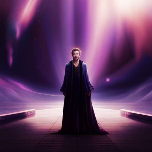 Majestic God in Royal Attire Amidst the Cosmos