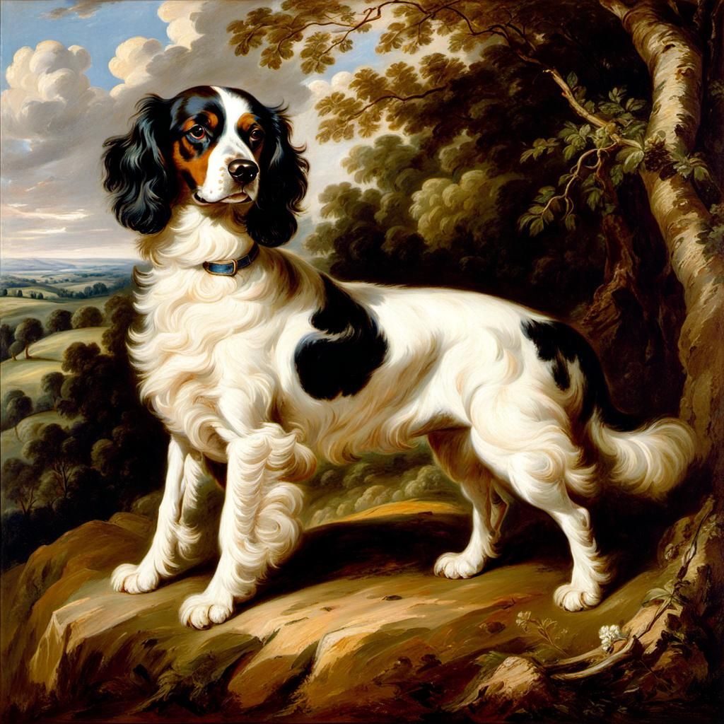 Spaniel Dog Portrait in Landscape